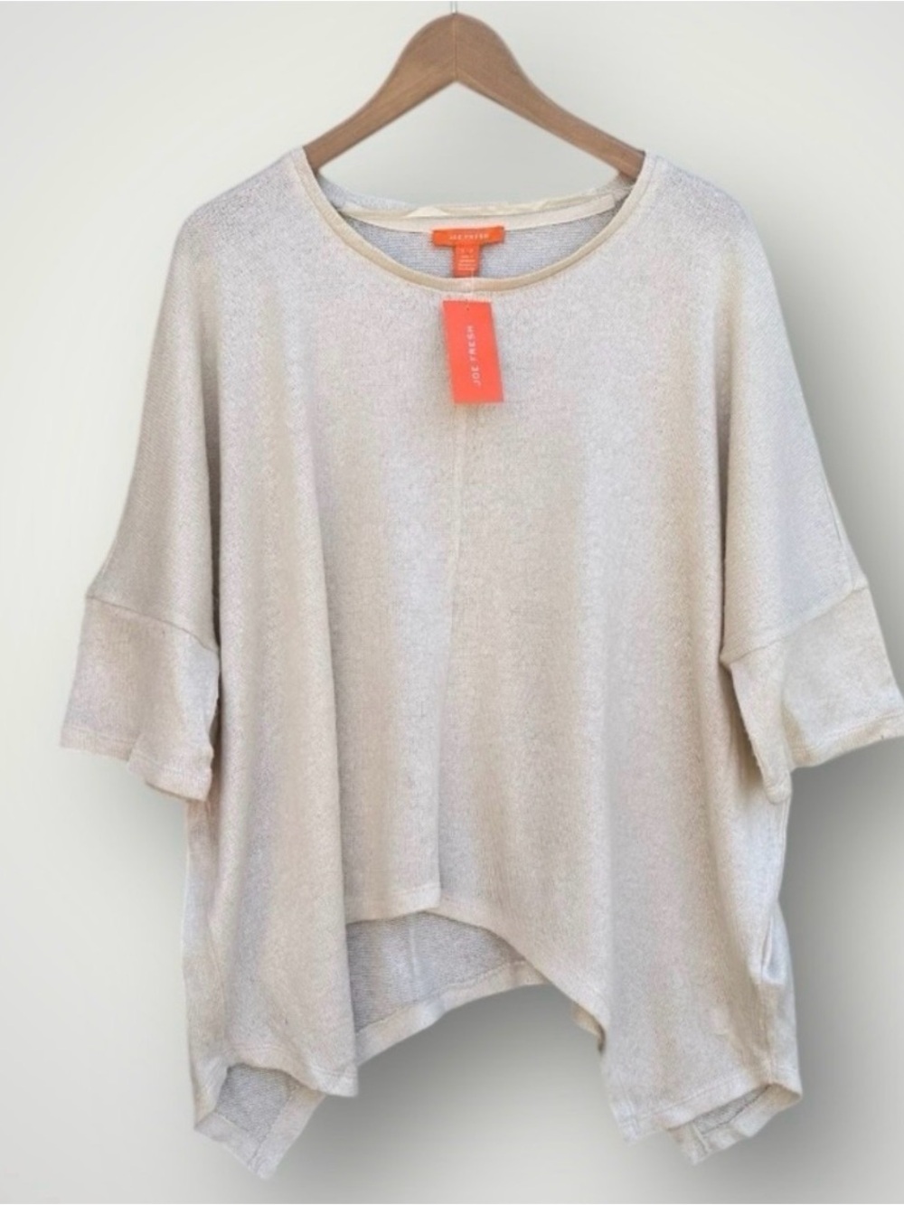 Joe Fresh Shimmery Cream Boxy Short-Sleeve Top Small NWT